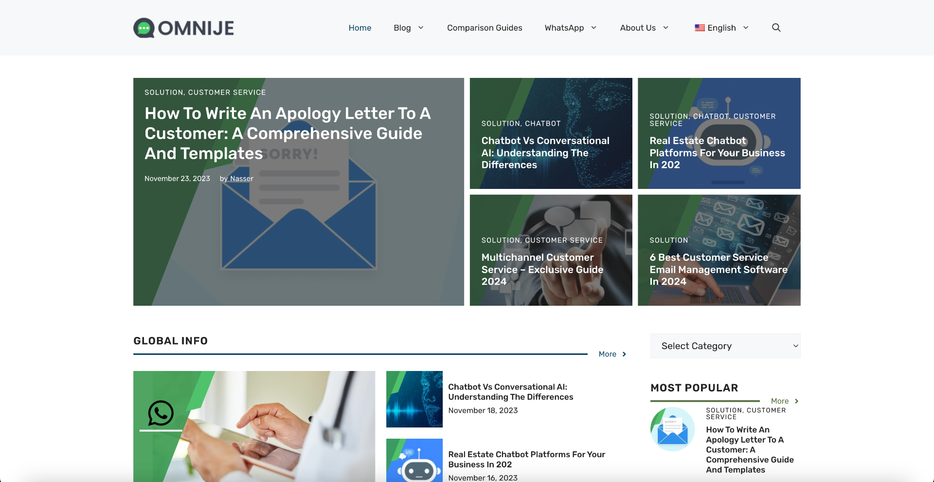 Omnije website homepage showing AI-driven platform