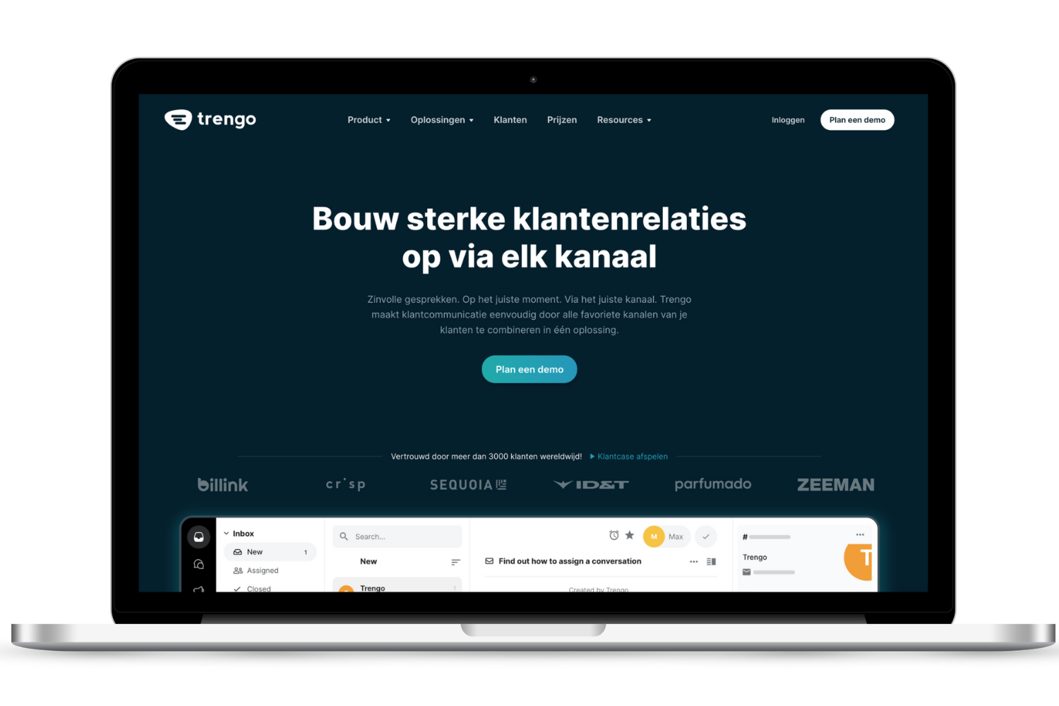 Trengo website showing SaaS platform interface