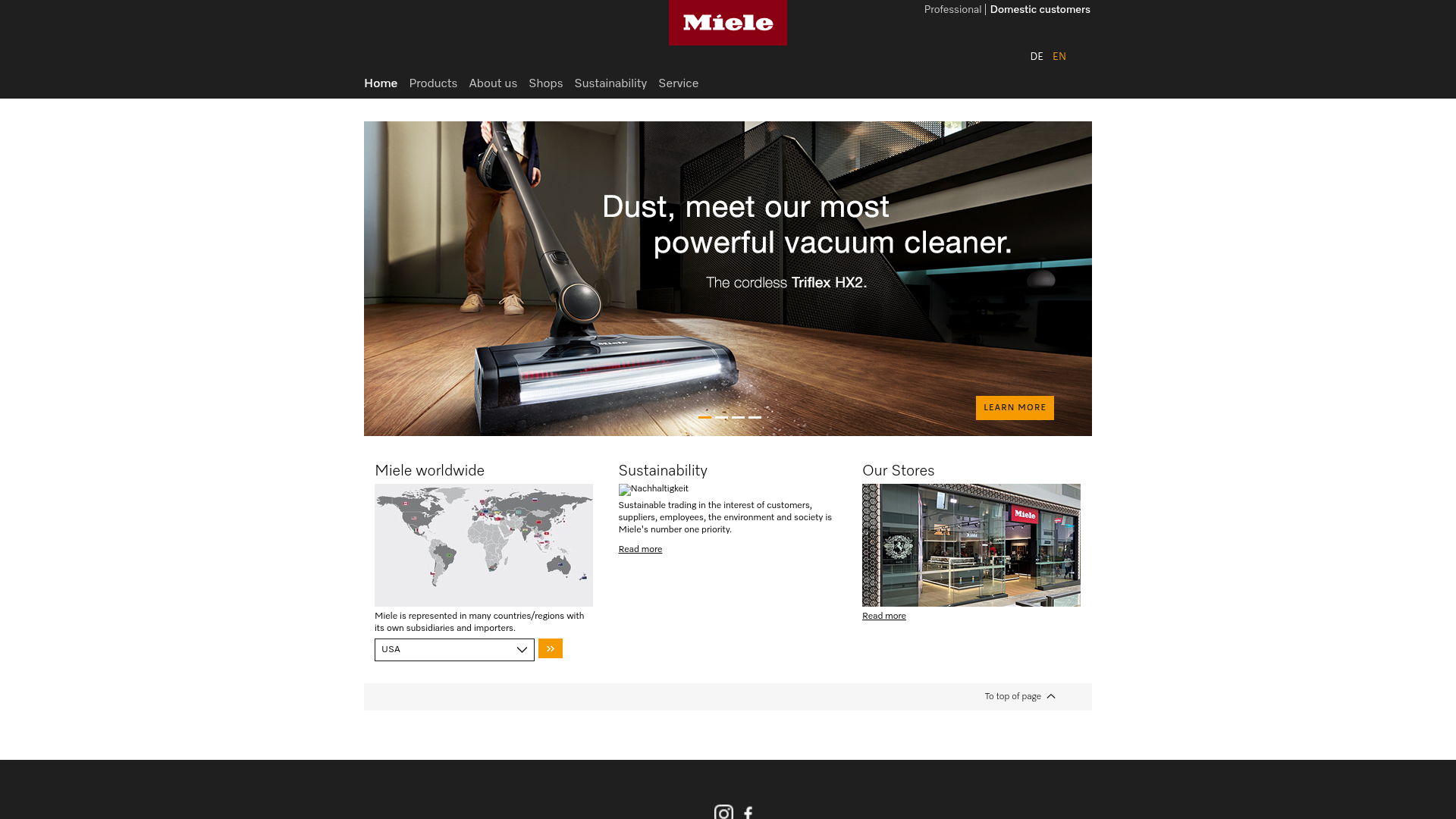 Miele brand website